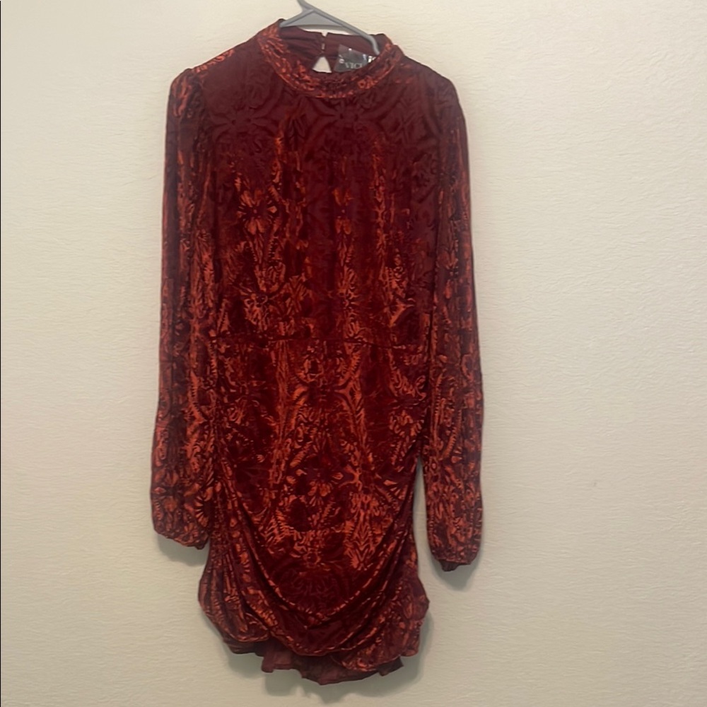 Burgundy, open back dress